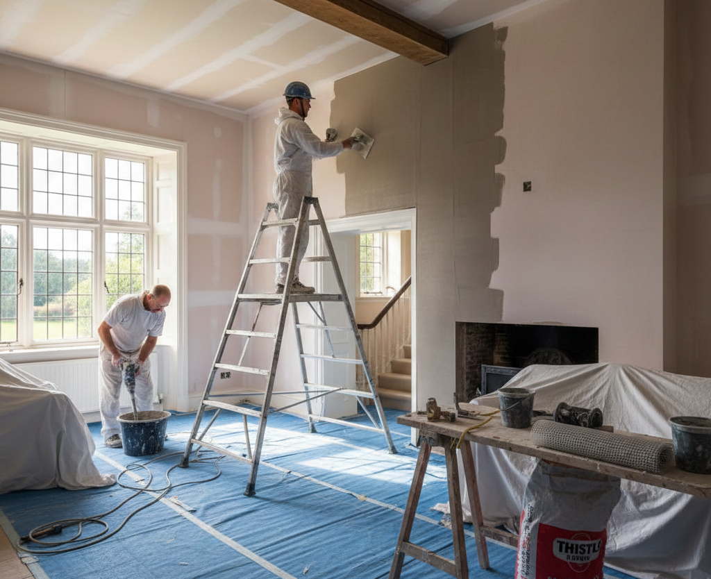 How much to plaster a room and ceiling in Cheltenham