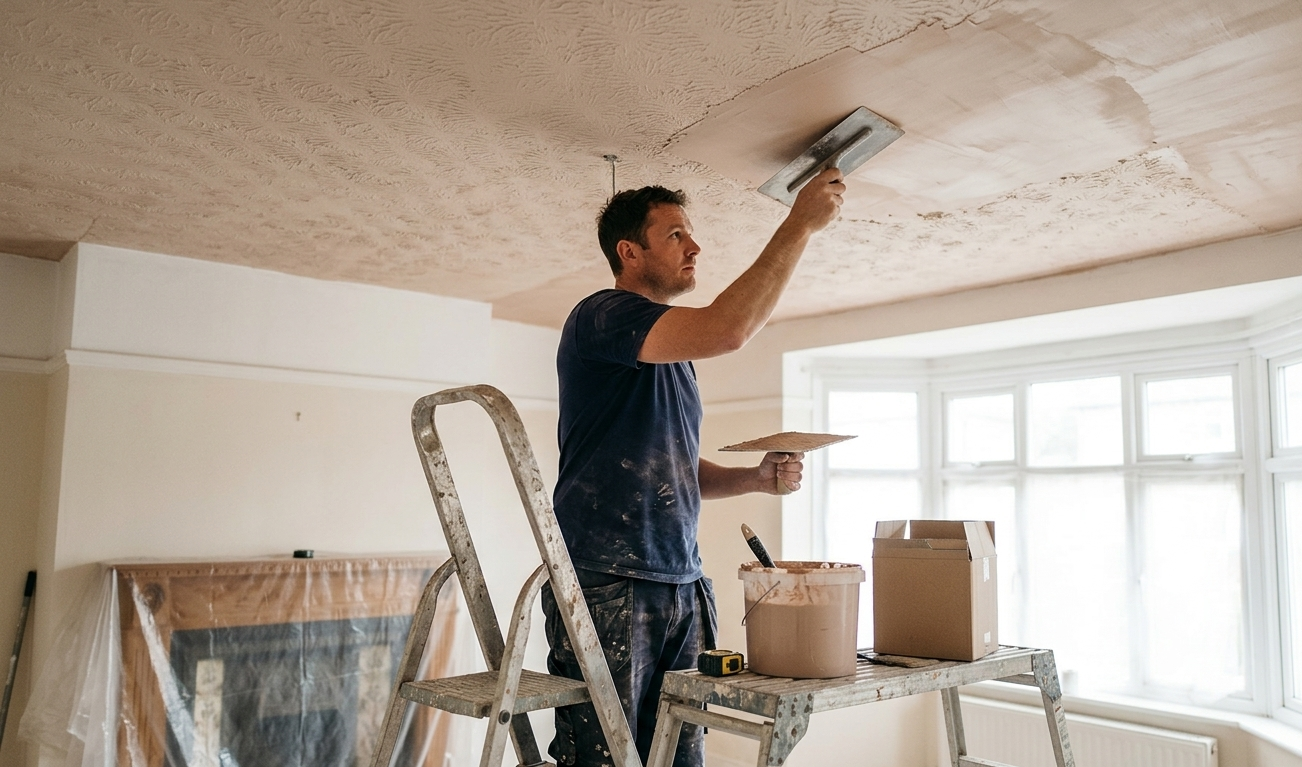 Plaster over Artex ceilings UK | Complete Guide for Homeowners